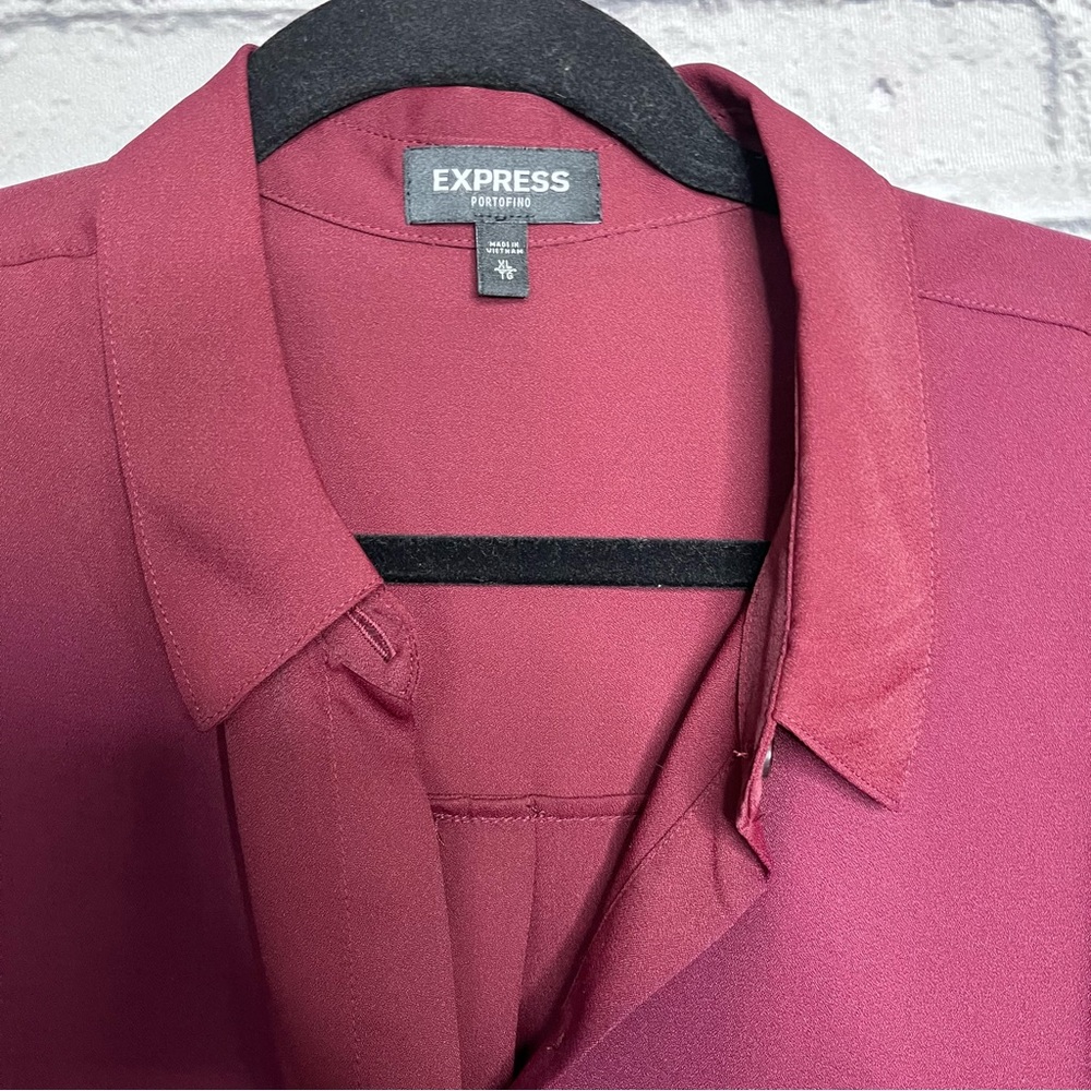 .2/$40express Maroon Red Button Down Collared Blo… - image 7